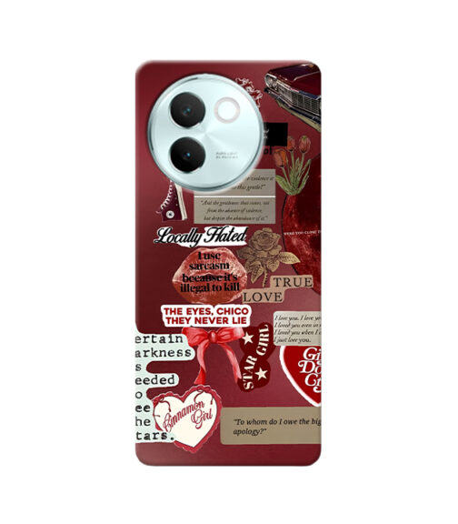 Deep Red Collage Vivo V30 E Mobile Cover