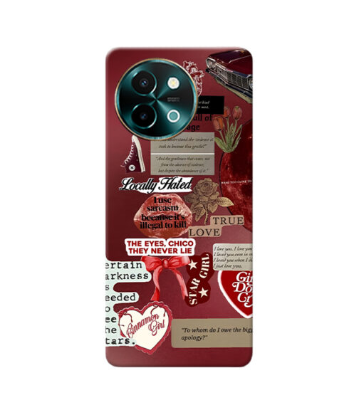 Deep Red Collage Vivo Y58 Mobile Cover