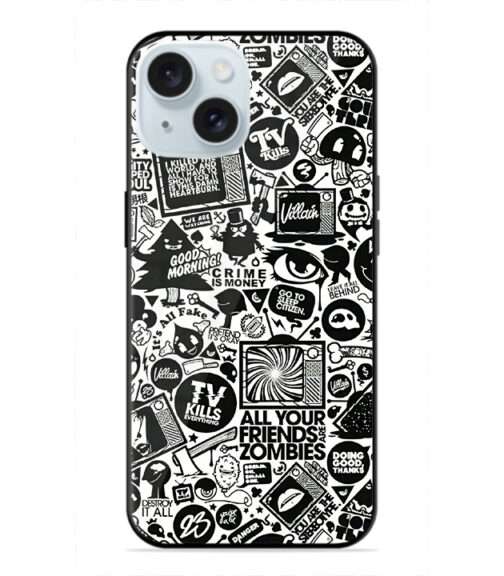 Black and white stickers Premium Metal mobile cover