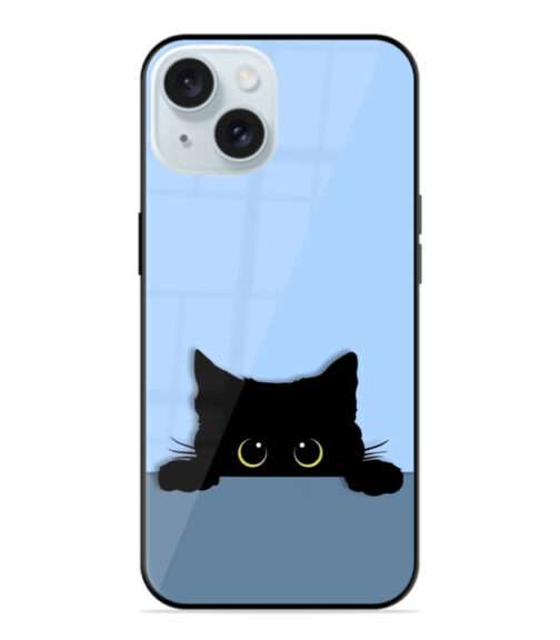 Black cat peeking Out Premium Metal mobile cover