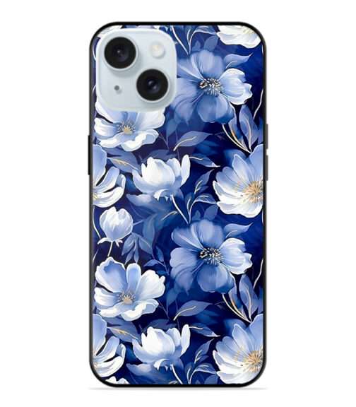 White lotus on Blue Surface Premium Metal Mobile Cover