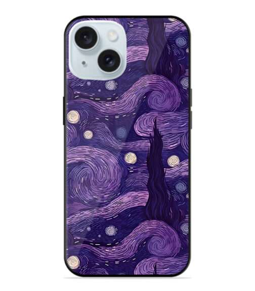 Purple swirly night Premium Metal mobile cover