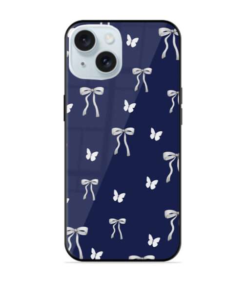 Elegant Navy Bow & Butterfly Phone Case