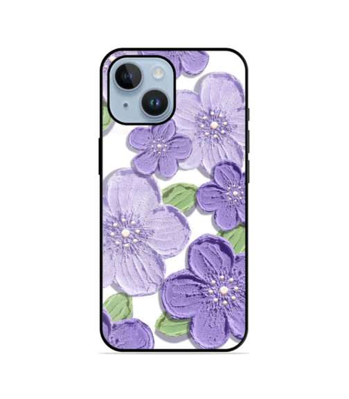3D Textured Lavender Flowers Metal Mobile Cover