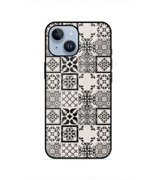 Black and Beige Moroccan Tile Patchwork Metal Mobile Cover