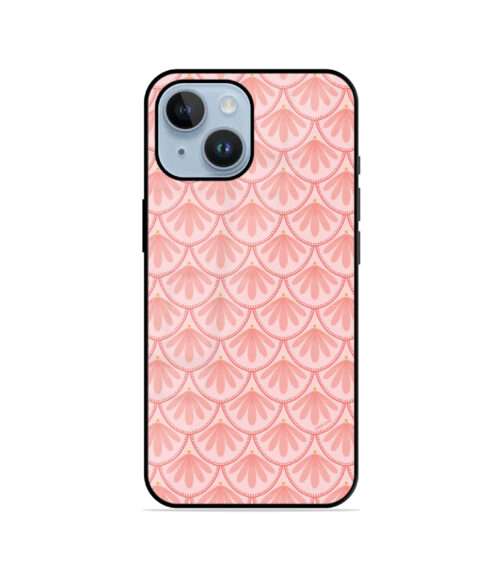 Pastel Peach Geometric Scallop Design Metal Mobile Cover
