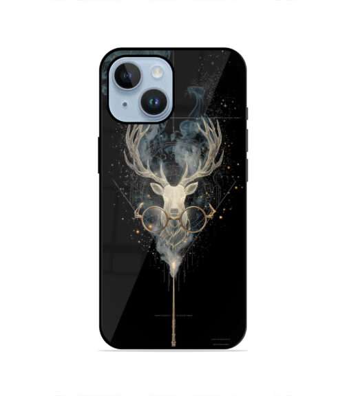 Black Fantasy Stag Patronus Design Metal Mobile Cover