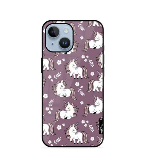 Mauve Purple Cute Unicorn Pattern Metal Mobile Cover