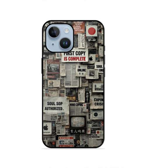 Vintage Newspaper Collage Text Print Metal Mobile Cover