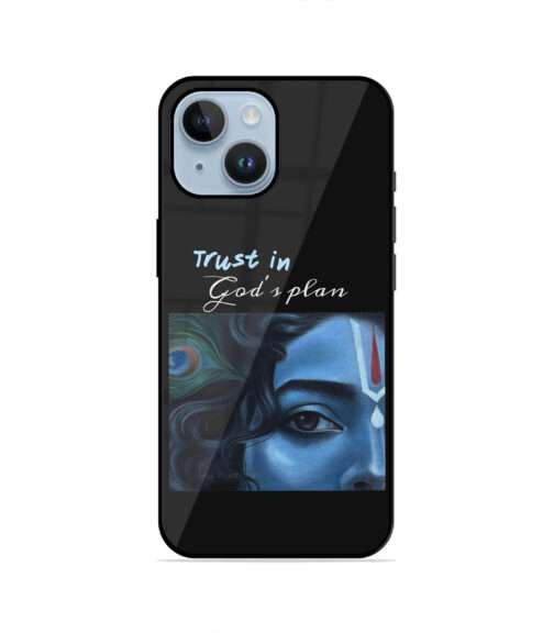 Lord Krishna Peacock Feather Trust in God Quote Metal Mobile Cover