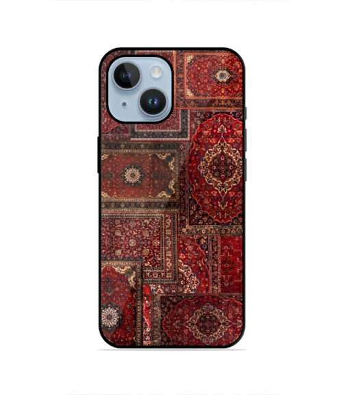 Deep Red Oriental Rug Patchwork Design Metal Mobile Cover