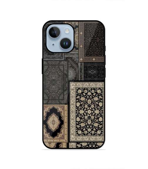 Black and Beige Persian Rug Patchwork Metal Mobile Cover