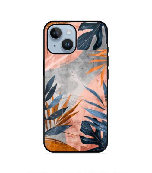Abstract Botanical Monstera Leaf Pink Gray Metal Mobile Cover