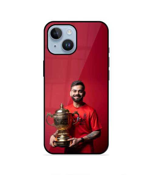 Virat Kohli Cricket Trophy Red Background Metal Mobile Cover