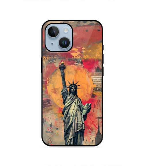 Statue of Liberty Abstract Grunge Art Metal Mobile Cover