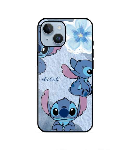 Disney Lilo and Stitch Blue Flower Cute Art Metal Mobile Cover