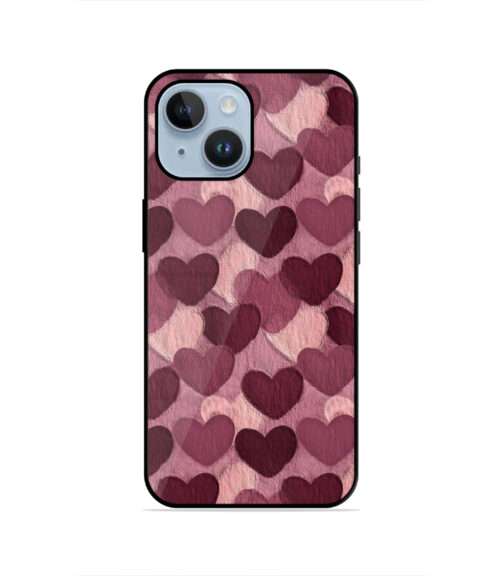 Mauve Pink Heart Pattern Textured Canvas Art Metal Mobile Cover
