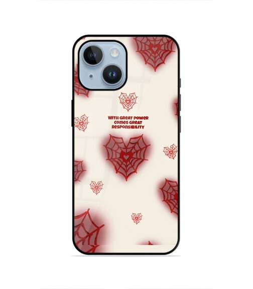 Spider-Man Quote Great Power Heart Web Red Metal Mobile Cover