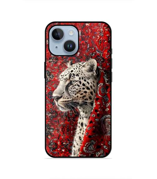 Leopard Red Persian Rug Art Exotic Wildlife Metal Mobile Cover
