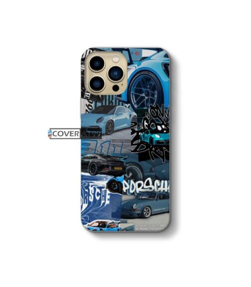 Blue Sports Car Collage Aesthetic Mobile Cover
