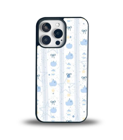 Baby Blue Bows and Pumpkins Stripe Metal Mobile Cover