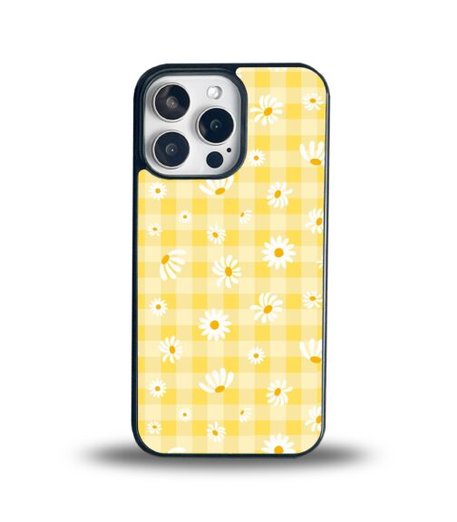 Yellow Gingham Daisy Metal Mobile Cover