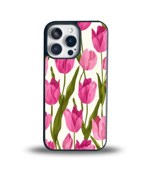 Pink Tulip Garden Metal Mobile Cover