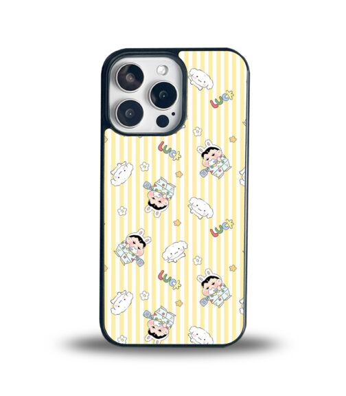 Cute Cartoon Characters Yellow Stripe Metal Mobile Cover