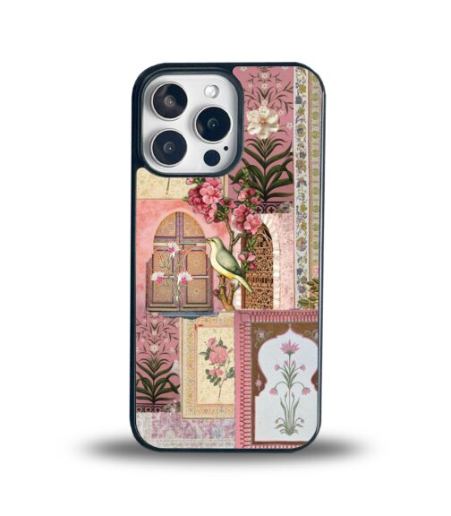 Pink Mughal Art Collage Metal Mobile Cover