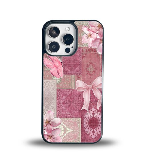 Pink Rug Patchwork Bow Metal Mobile Cover